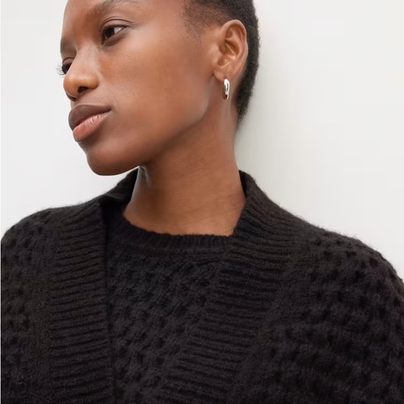🖤EVERLANE THE CLOUD OVERSIZED TEXTURED CARDIGAN IN BLACK M L - Picture 3 of 7